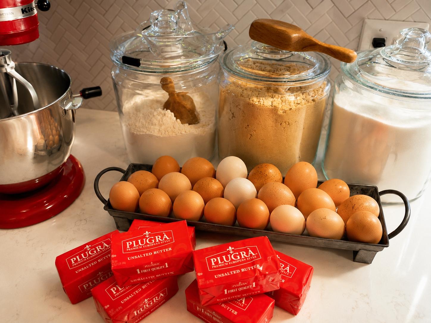 Butter and eggs used in our baking